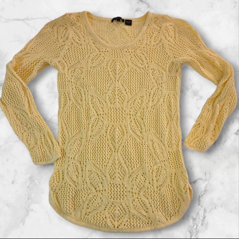 Jeanne Pierre Cable Knit Yellow Sweater Size Medium